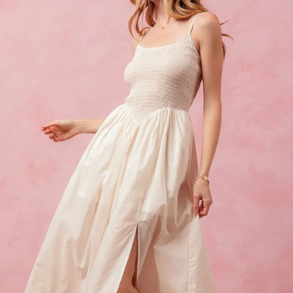 SO ME Smocked Sleeveless Casual Everyday Dress With‎ Slit - Picture 8 of 10